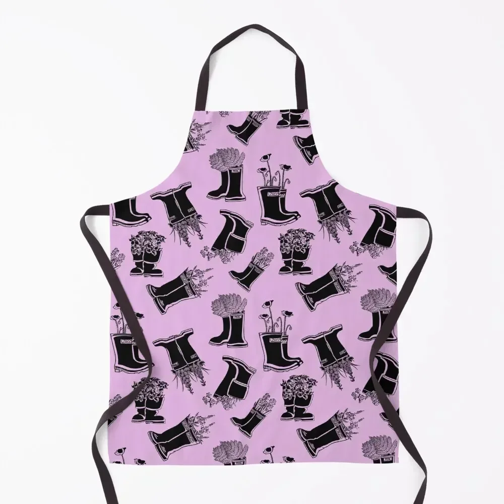 

Fireweed Black Lineart Rain Boot Apron Men gift with pockets Women Kitchen'S kitchen jacket woman Apron