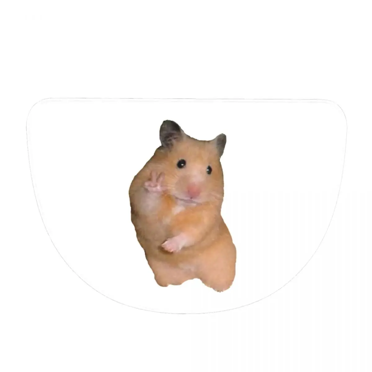 Peace Sign Hamster Soft Flannel Half Round Doormat Non Slip Bathroom Mat Absorbent Floor Carpet for Laundry Room Bathroom