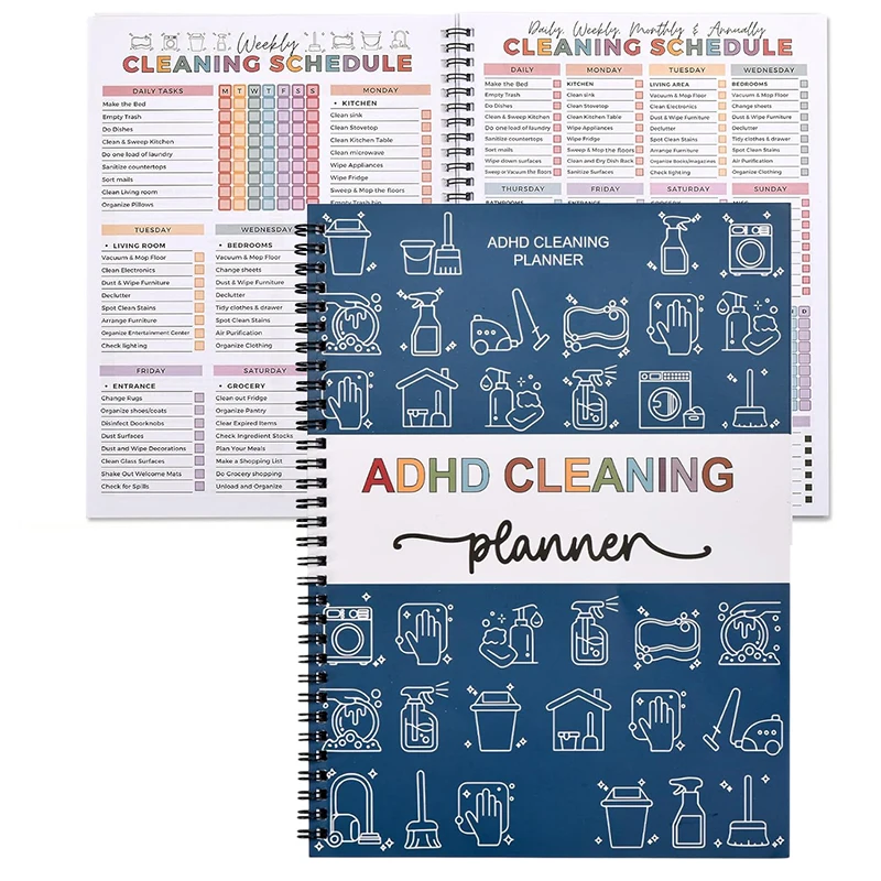 ADHD Cleaning Planner For Adults And Teens - Daily, Weekly & Monthly Cleaning Schedule & Checklist,Reusable Household Organizer