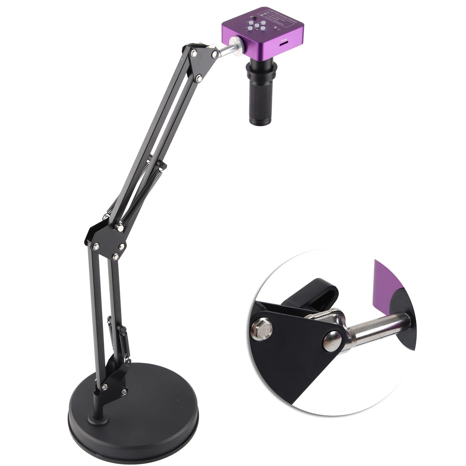 كاميرا مجهر إلكتروني كاميرا مجهر صناعي 51MP 150X هيكل دائري حامل قابل للتعديل كاميرا مجهر إلكتروني