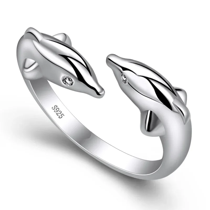 

925 Sterling Silver Dolphin Ring Simplicity Fashion Exquisite Student Girlfriend Jewelry Accessories Wedding Party