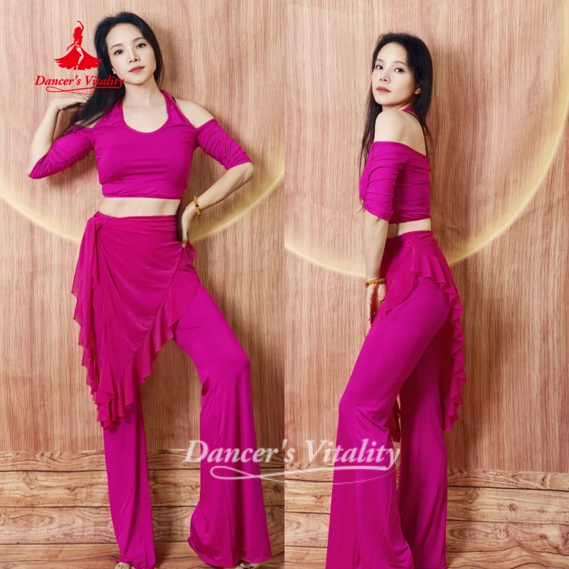 costume-d'entrainement-de-danse-du-ventre-pour-femmes-haut-a-manches-mi-longues-pantalon-amincissant-sexy-echarpe-de-hanche-tenue-de-danse-orientale-vitalite-de-la-danse-3-pieces