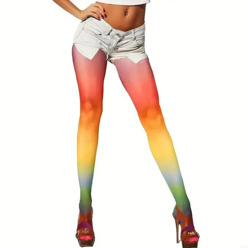 

L5YC Women High Waist Pantyhose Gradients Sheer Tights Pantyhose Thigh High Stockings