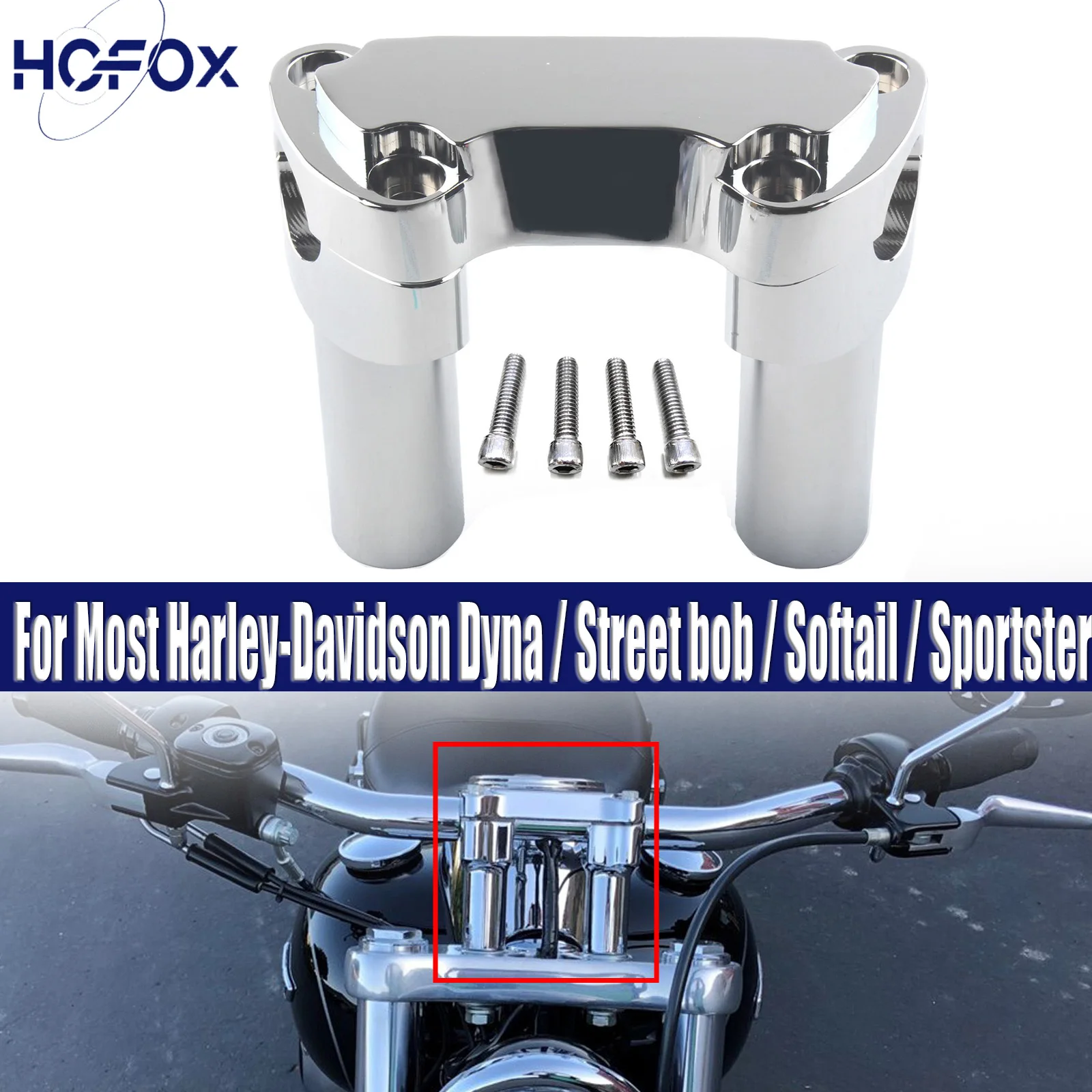 

3.5" Straight Handlebar Risers & Top Clamp For Most Harley-Davidson Dyna / Street bob / Softail / Sportster and Other Models
