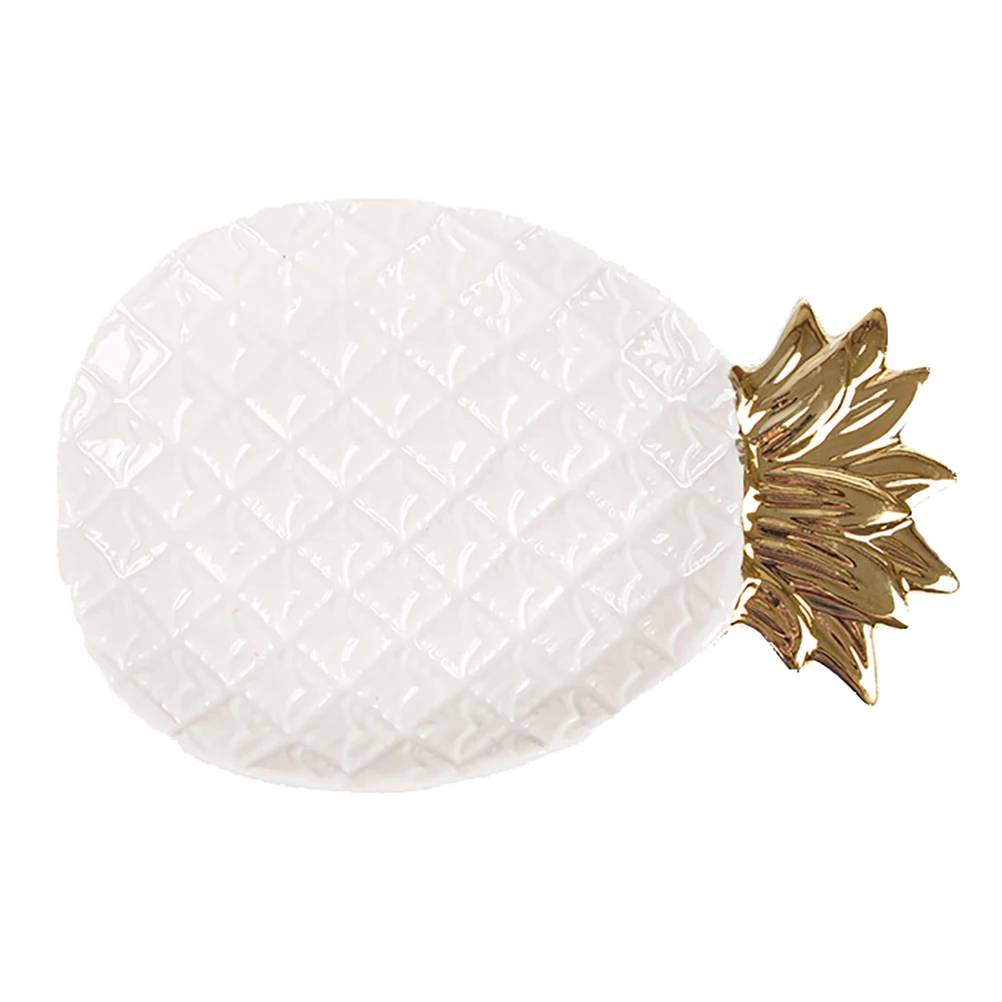 

Pineapple Jewelry Tray Ceramic Material Necklace Ring Holder Elegant Decor Bedroom Bathroom Display Storage Dish