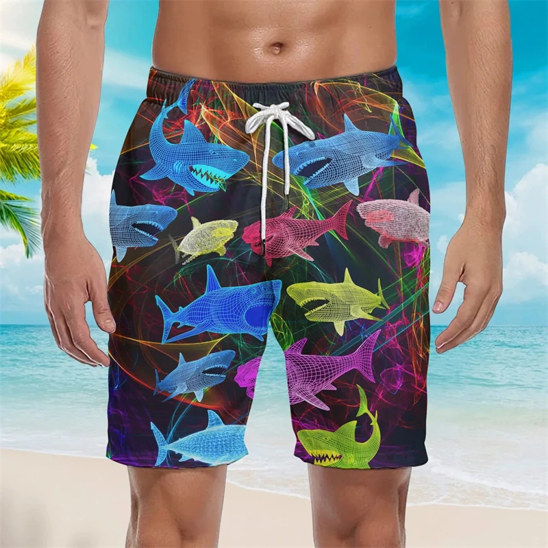 Calções de praia masculinos impressos em 3D, bonito tubarão, baleia, mar subaquático, crianças, Harajuku, esporte, corrida, roupas casuais, shorts de carga