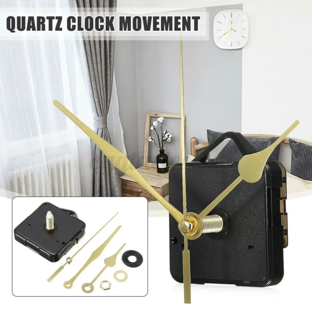 

Replacement Parts Clock Repair Set Simple Design DIY Gold Hands Long Hands Mechanism Plastic + Aluminum Brand New