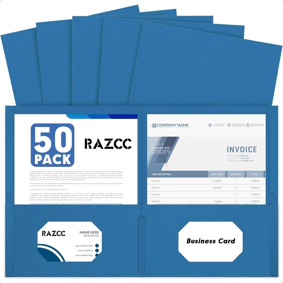 

Two Pocket Folders 50 Pack 2 Pocket Folders Fit Letter Size Paper Paper Folders with Pockets for School Office Busin Home Navy