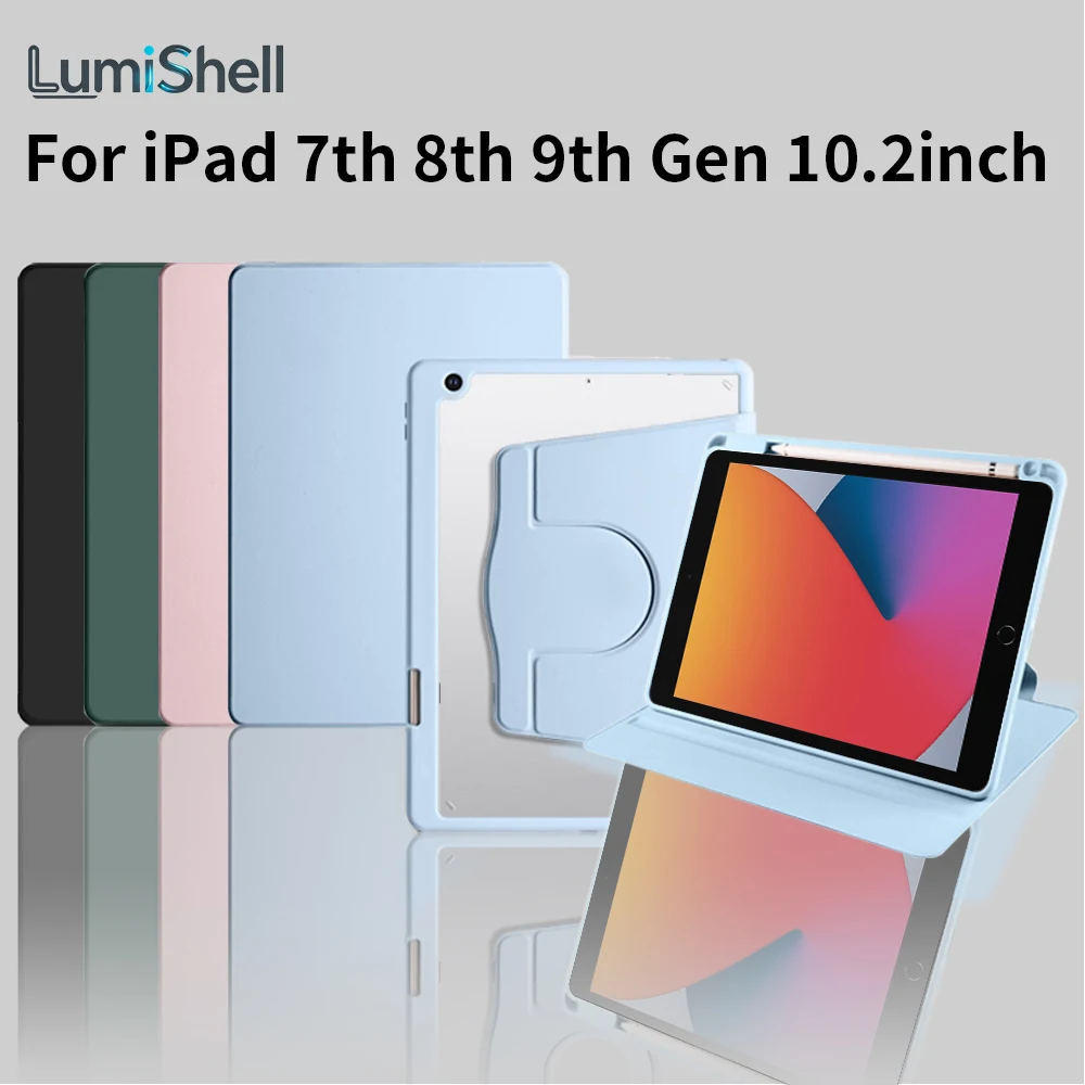 360 Rotation Case For iPad 7th/8th/9th Generation 10.2 Inch, With Pencil Holder Cover, Auto Sleep/Wake Function Tablet Case
