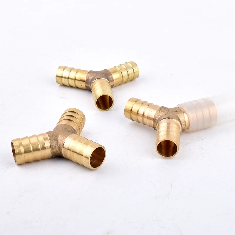 2pcs Brass Barb Y Tee Pipe 6-14mm Pagoda Connector Copper 3 Way Joint Tube Irrigation Aquarium Hose Fitting For Garden Watering