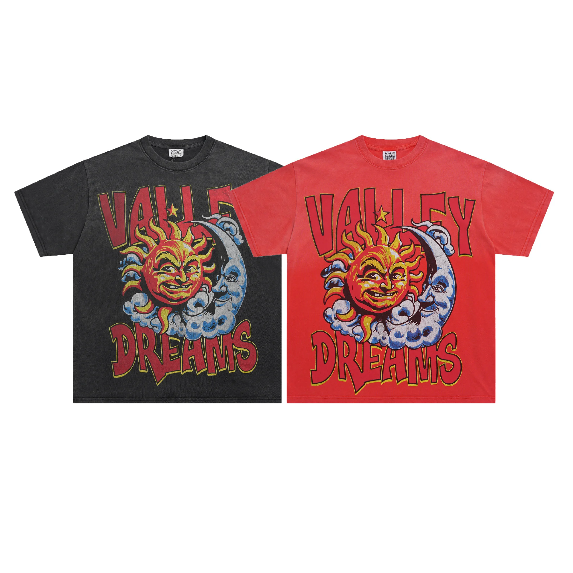 

Мужская хлопковая футболка V Valley ort Sve с винтажным принтом Waed Street Sle в стиле хип-хоп High Street свободного кроя круглого цвета Ne