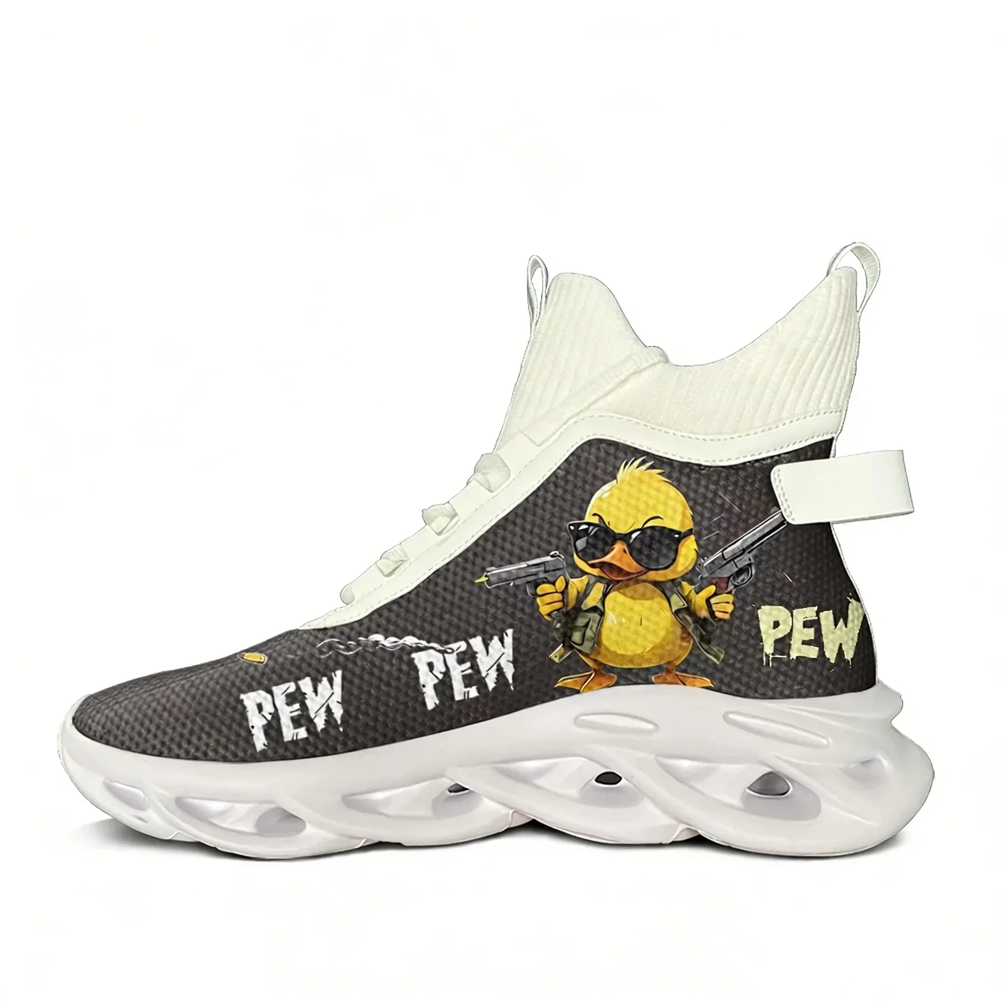 

Pew Pew Madafakas Fun Pattern High Top Flats Sneakers Men Women Hiking Leisure Sneakers Travel Mountaineering Shoe Running Shoes