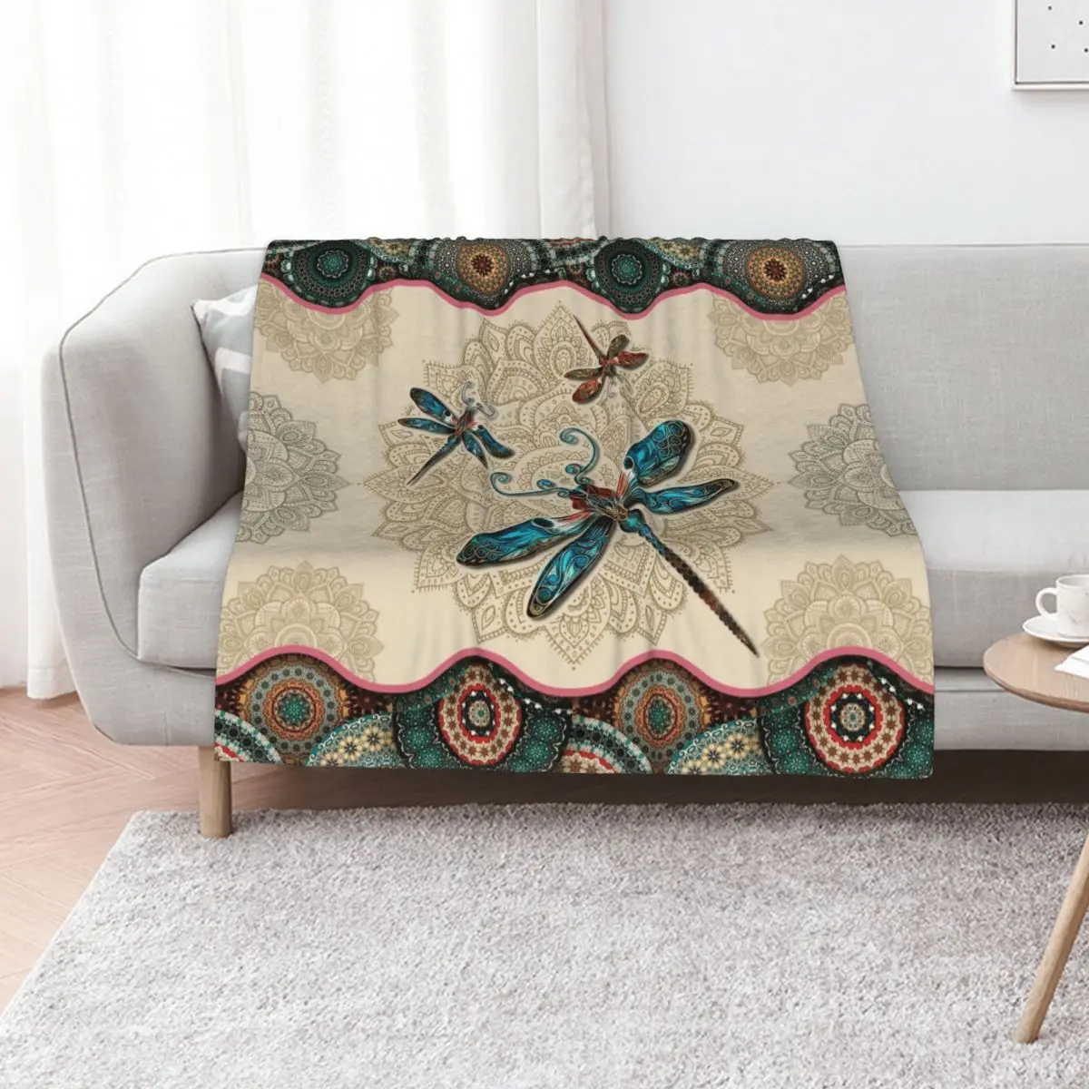 Dragonfly Vintage Mandala Throw Blanket for winter Summer Fashion Sofas christmas decoration Camping For Sofa Thin Blankets