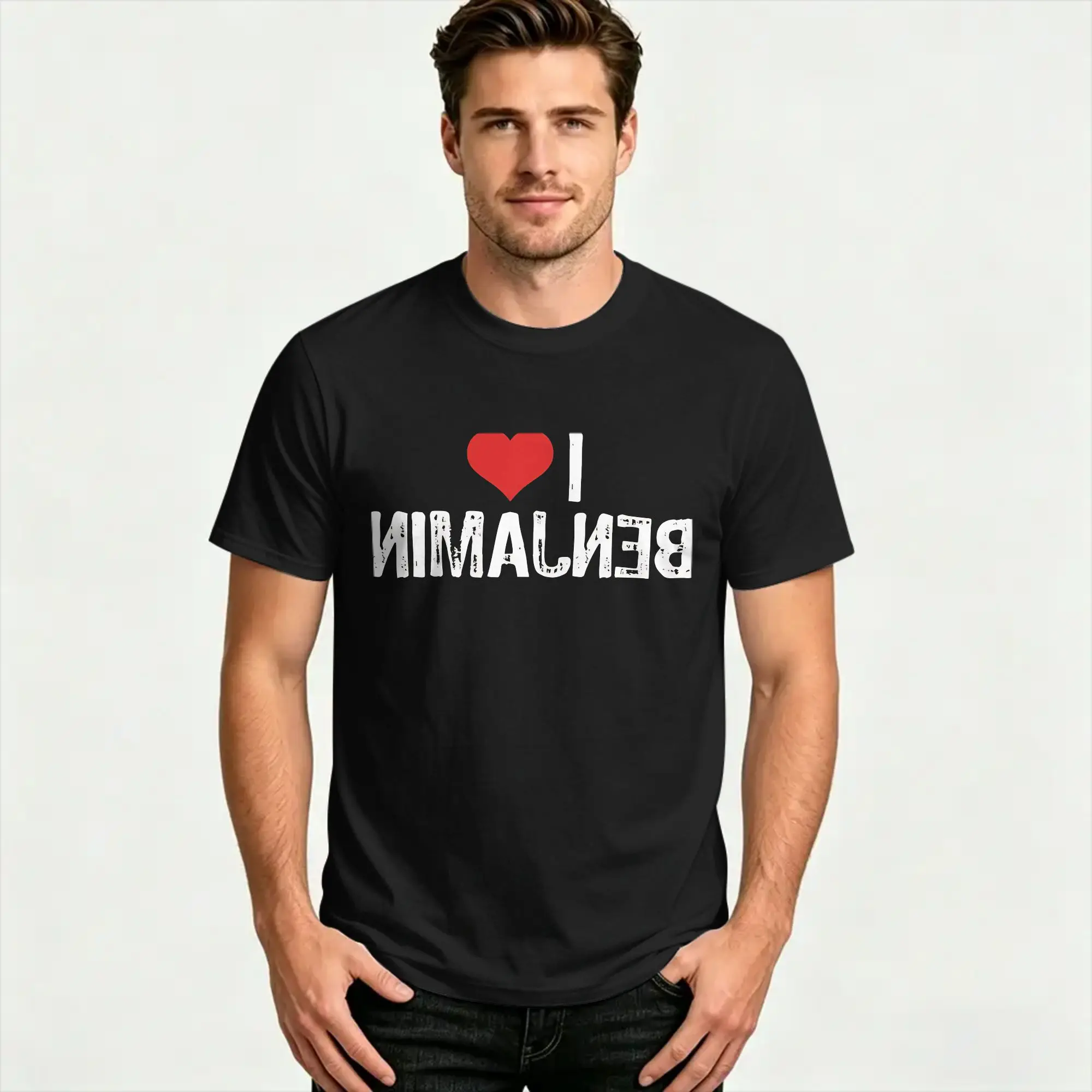 I Love Benjamin Pure Cotton T-Shirts  Trendy Cool Tee Shirt for Men Summer Aesthetic Loose Short Sleeve Clothing