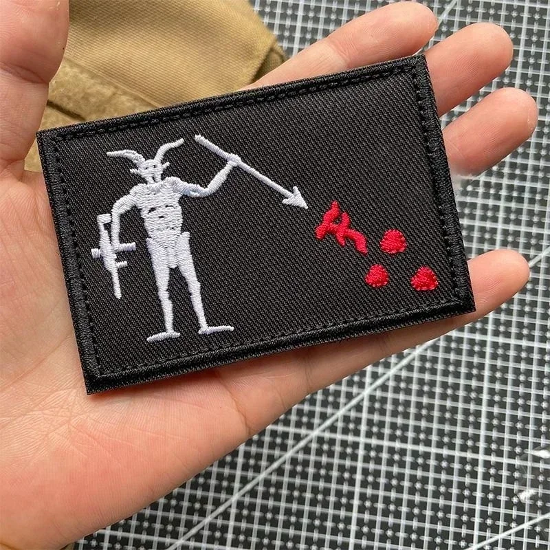 Edward Pirate Beard Embroidery Patches Trident Red Heart Hook&Loop Patch Tactical Armband Morale Badges on Backpack Hats Sticker