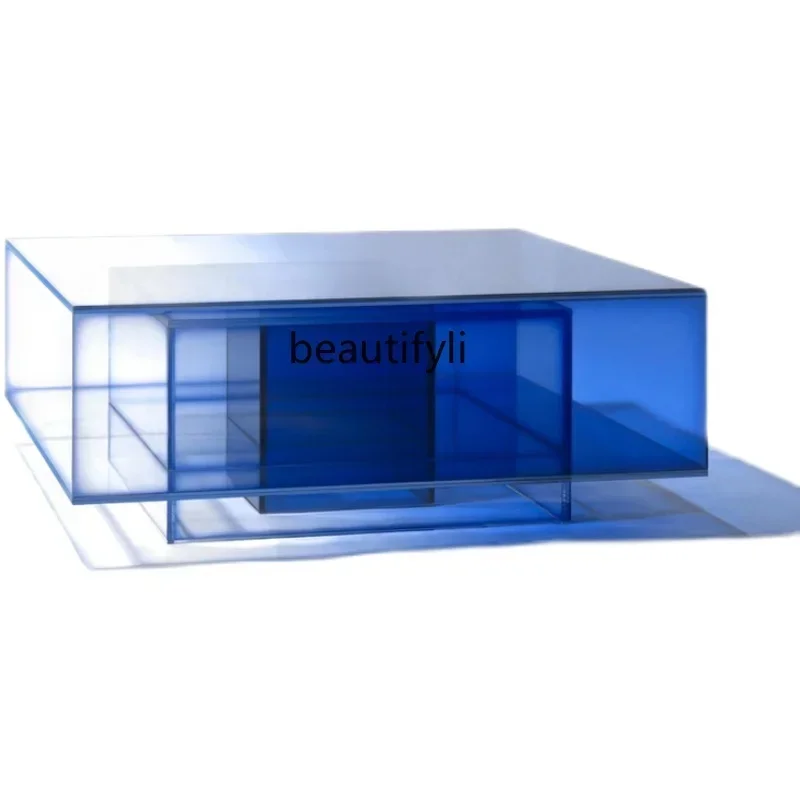

1lNordic Creative Gradient Square Acrylic Tea Table Sofa Transparent Side Table Bedside Table