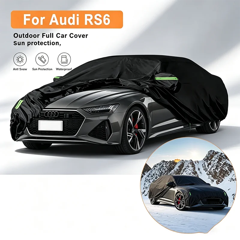 For Audi RS6 Car Full Cover Outdoor Waterproof Snowproof Sunshade Winter Summer All Weather Auto Protection Accessories
