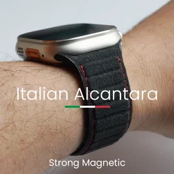 Magnetic ALCANTARA Strap for Apple Watch Ultra 2 Band 49mm 46mm 45mm 44mm Suede Leather Accessories for iWatch 10 9 8 7 6 5 SE