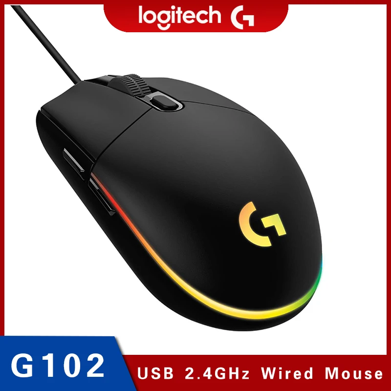 Logitech G102 Wired Gaming Mouse 8000 DPI Rainbow Optical Effect For PC/Mac Computer and Laptop