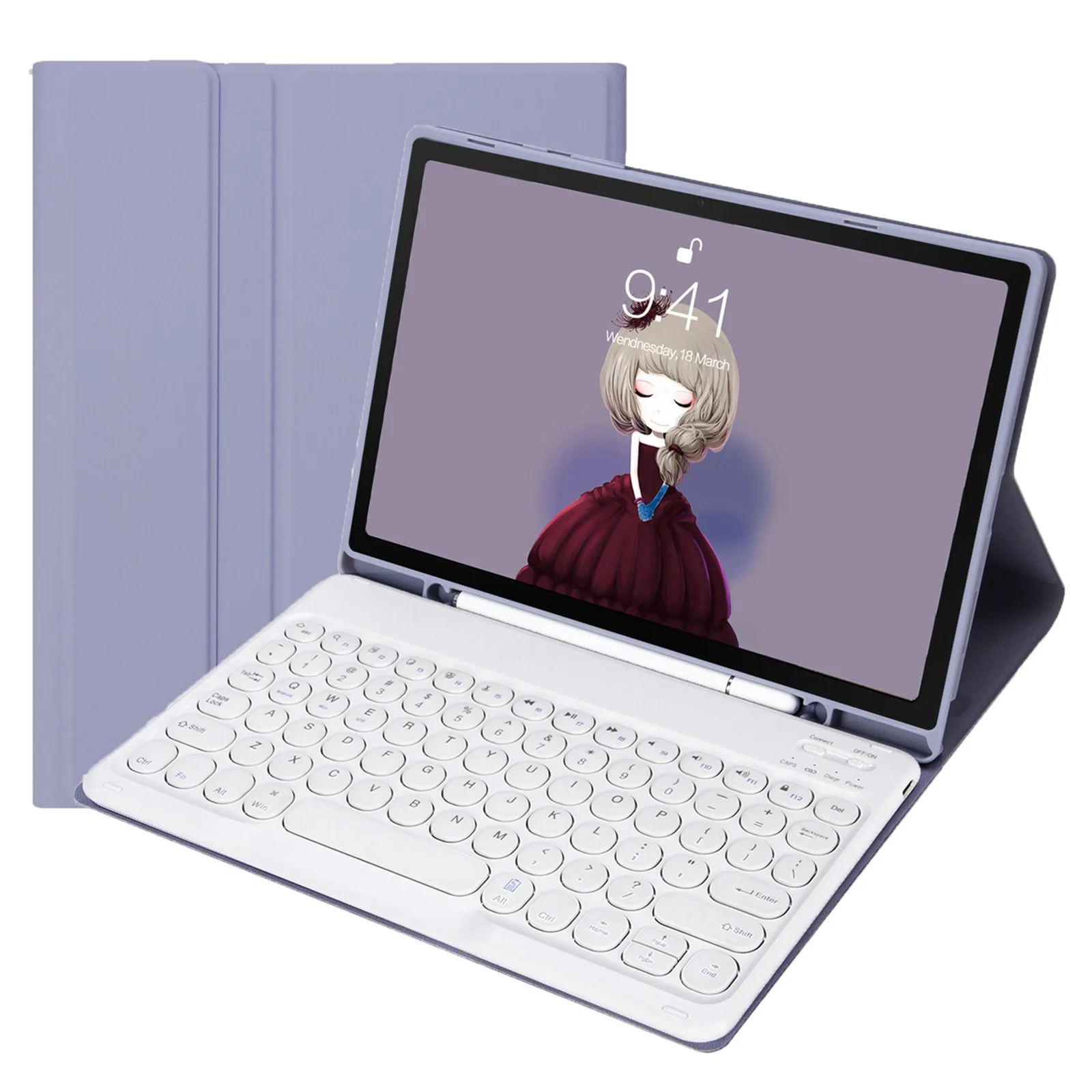 YT07B لجهاز iPad Air (2013) / Air 2 / iPad 9.7-inch (2017) / (2018) / iPad Pro 9.7 بوصة (2016) حافظة واقية مع مفاتيح مستديرة B