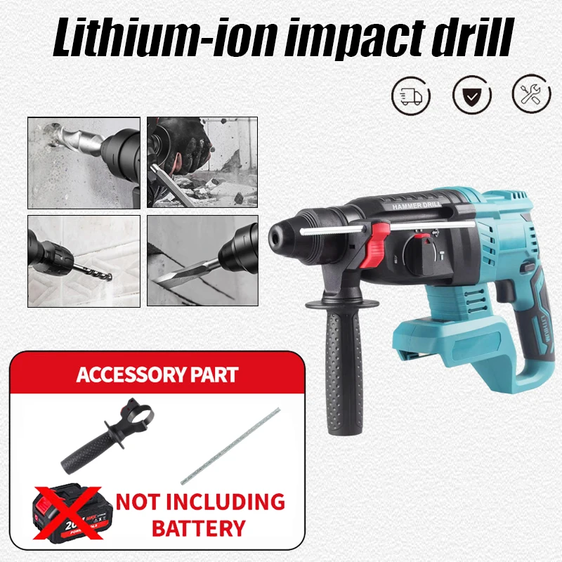 LYUWO Professional lithium battery impact hammer Brushless Impact Drill Concrete/Metal Drilling 20V 4500IPM