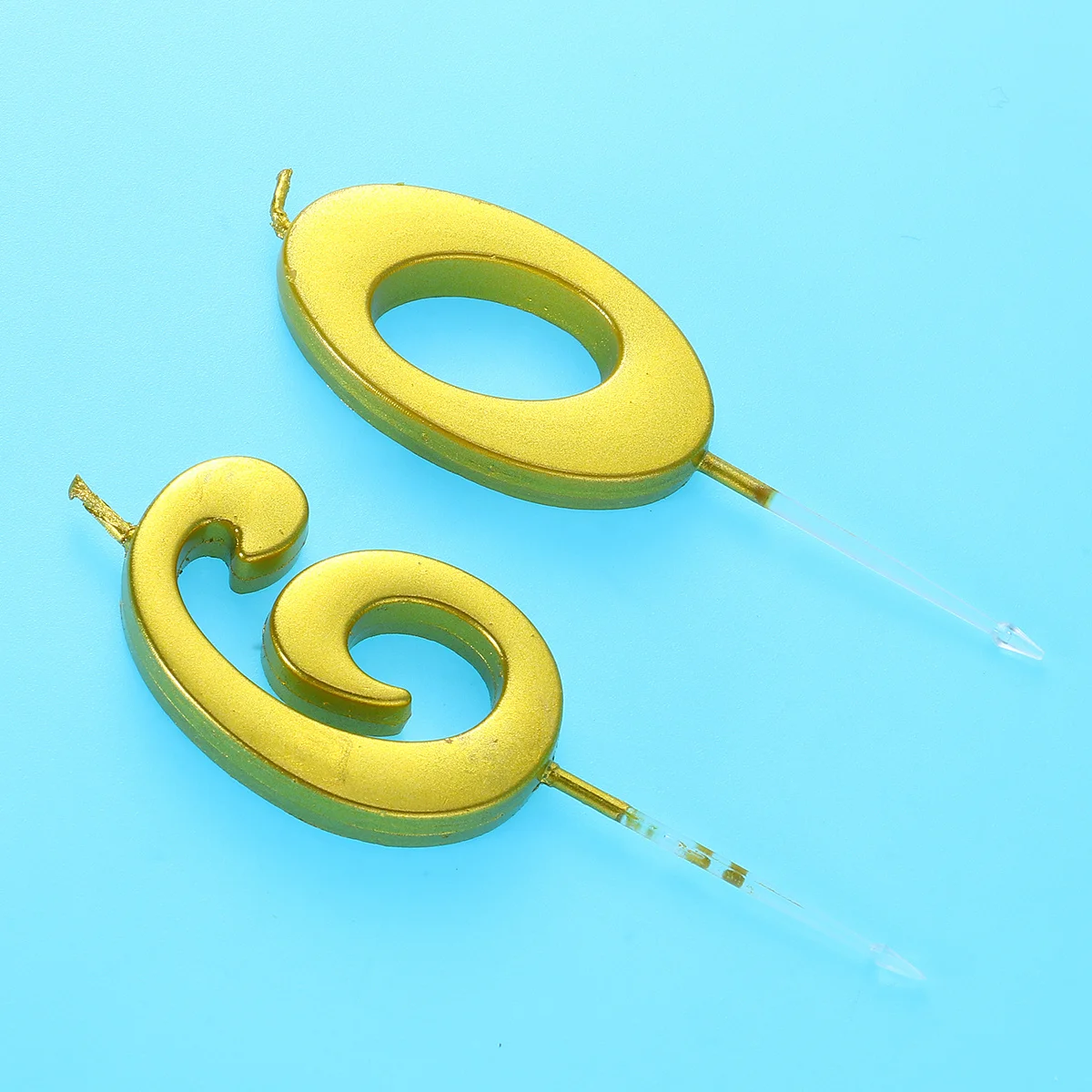 2 قطعة كعكة عيد ميلاد رقم الشموع 60 البارافين آمنة الشمع الديكور لذكرى الزفاف الذهبي عدد 60 #6