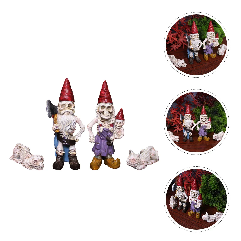 

4Pcs Dwarf Statue Garden Decor Resin Outdoor Ornament for Lawn Patio Pond Landscape Desktop Christmas Thanksgiving Gift