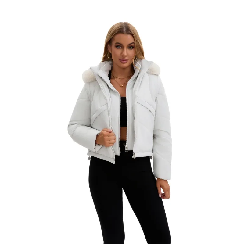 Women's models Autumn Winter Tops Jacket Cotton Coat Fake two-piece Vest Hooded Short Warm Retro Simple Comfortable Advanced New