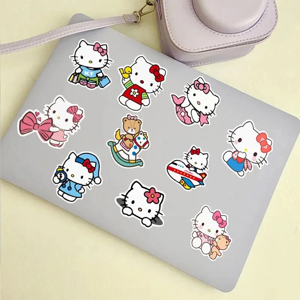 10/30/50pcs Cute Sanrio Hello Kitty Aesthetic Stickers Decal DIY Laptop Album Scrapbook Phone Kawaii Decoration Sticker Kids Toy