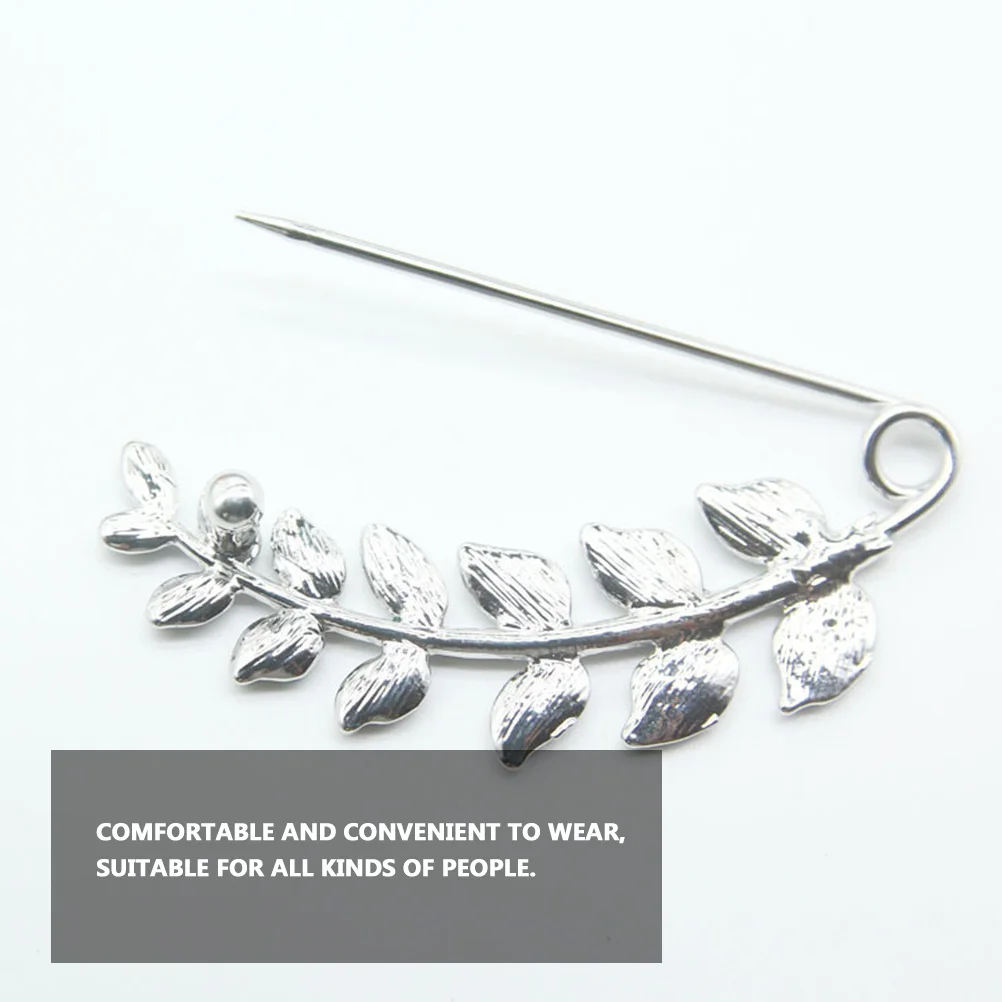 

2pcs Brooch Pin Green Scarf Buckle Dress Decoration Shawl Corsage Women Coat Brooch Leaf Pattern Anti-Slip Clothing Fastener