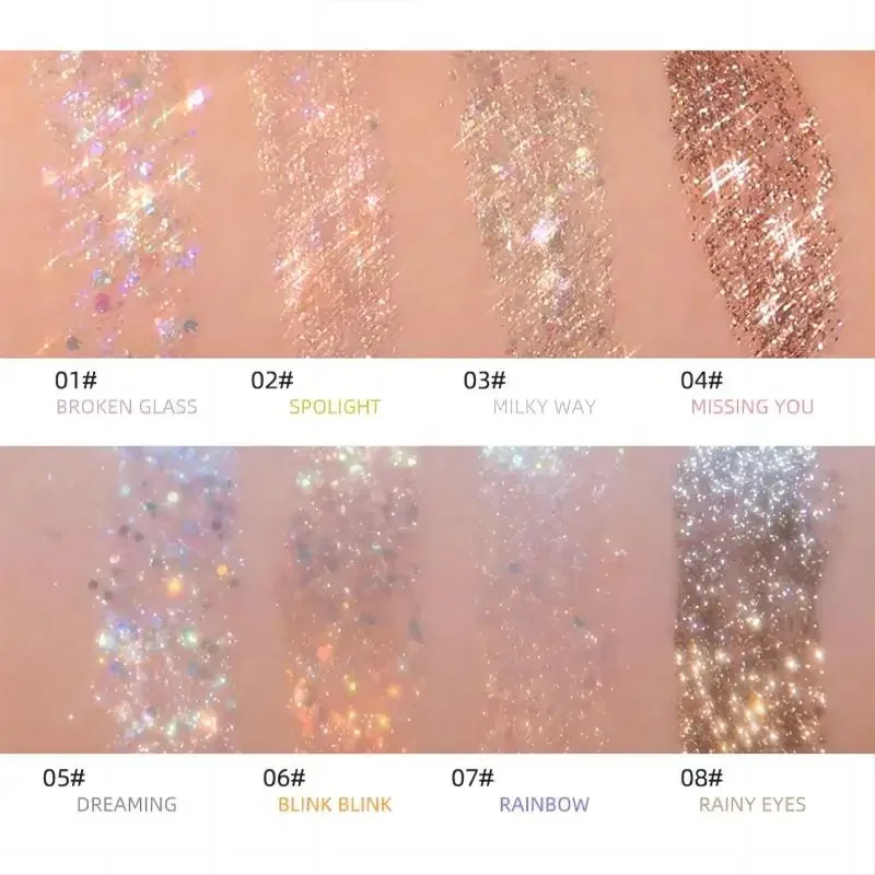 Flortte vloeibare oogschaduw Shimmer Glitter markeerstift oog cosmetische make-up pailletten glans fleuren liggende zijderups zeldzame schoonheid vrouwelijk