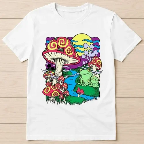 Camiseta con estampado de setas mágicas, rana, río, sueño, psicodélico, regalo divertido, G472