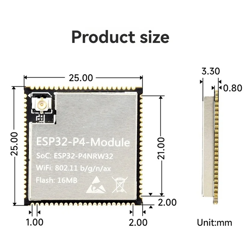 -A90P ESP32-P4 Module Core Board Dual-Core RISC-V PSRAM 32MB Flash 16MB Supports 2.4G Wi-Fi/BT 5.3 Onboard ESP32-C6