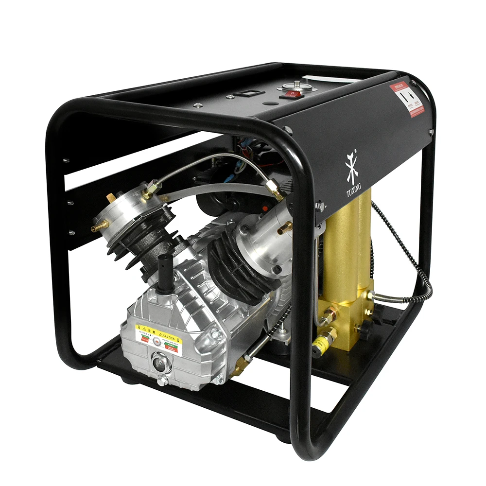 TUXING 300Bar PCP Air Compressor 4500Psi High Pressure Diving Compressor Built-in Filter Auto-stop for Scuba 6.8L Tank TXEDM042