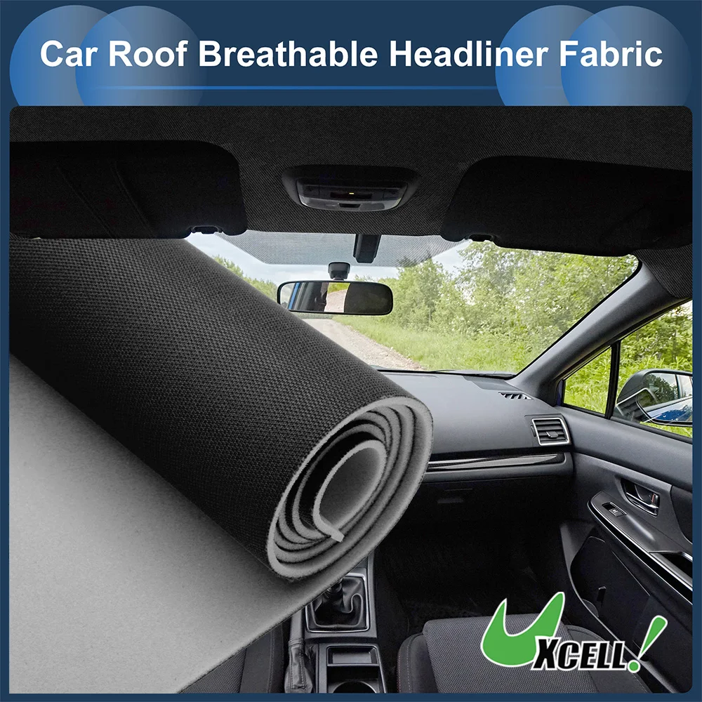 UXCELL Headliner Fabric Car Ceiling Roof Lining Roof Repair Replacement Foam Backing Breathable Mesh Fabric 200x121cm 177x152cm