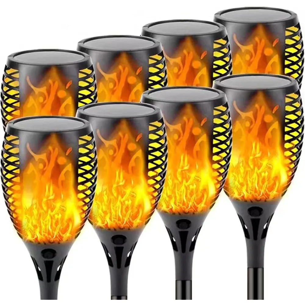 Halloween Decorations 6-Pack 66LED 41IN Solar Flame Torch (Super Larger Size & Upgraded Vivid Flame), Waterproof Solar Outdoor