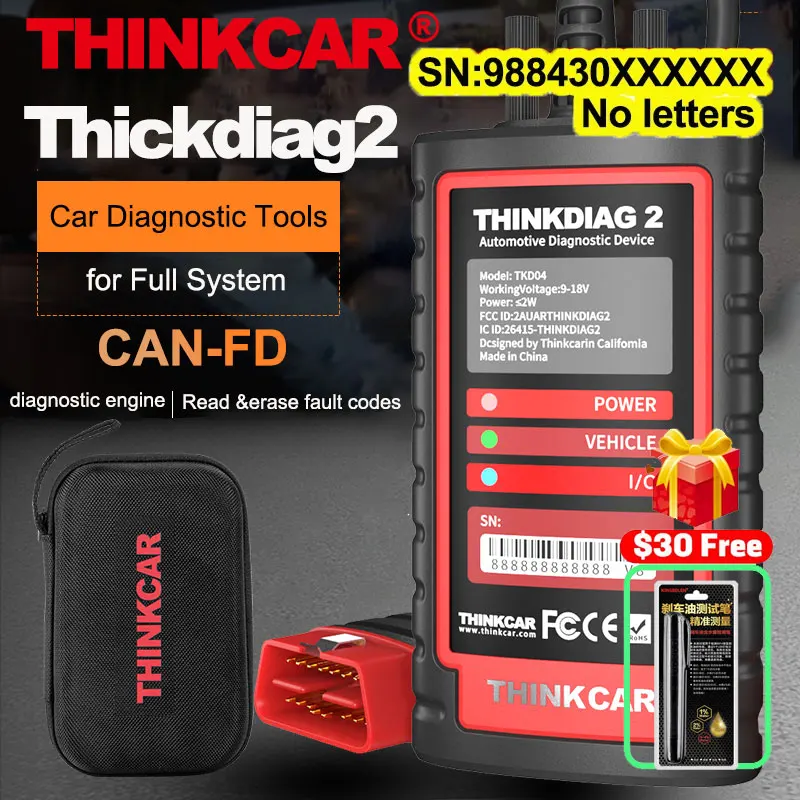 2024 Thinkcar ThinkDiag 2 ALL Car Canfd protocol All Reset Service OBD2 Diagnostic Tool Active Test ECU Coding