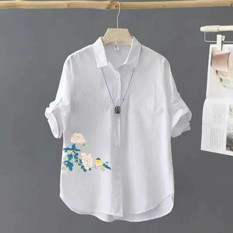 2024 Wiosna i lato Nowa moda Splicing Buttons Simplicity Print Commuter Wszechstronny trend Pół rękawa POLO Neck Casual Shirt