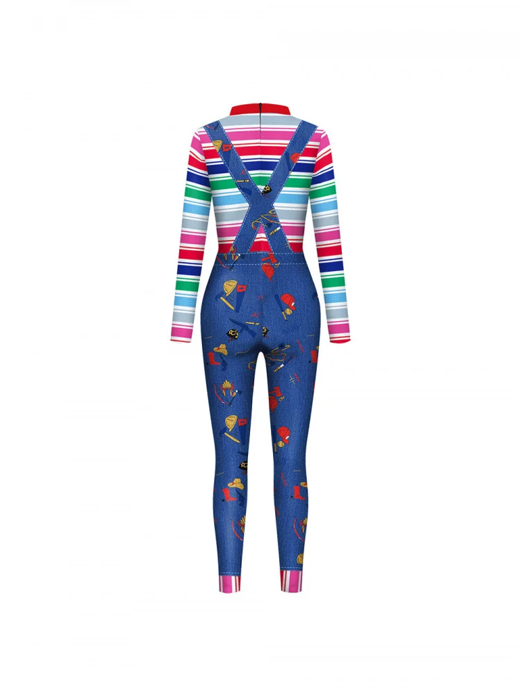 loween Digital Print Performance Suit Jumpsuit Tight Pants Stage Performance Costume Women's Ethnic Faion Polyester