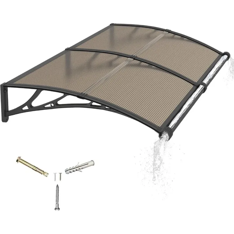 

Door Entrance Awning 40x60 Inches, Door Awnings with Separate Drainage, Exterior Front Door Awning, Polycarbonate UV, Rain Prote