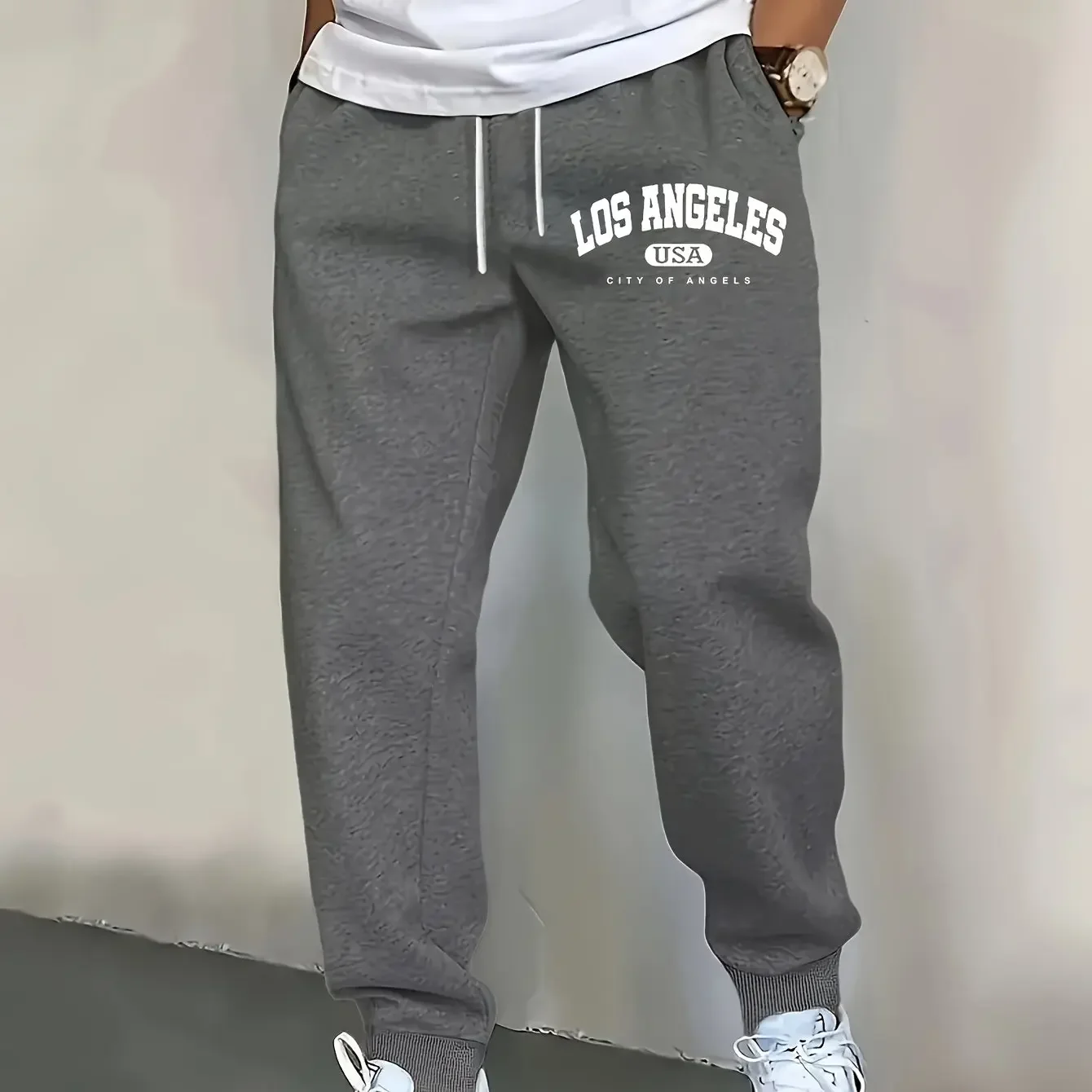 Herren Herbst-Winter Jogginghose mit Kalifornien-Print, lockere Freizeithose für Zuhause, Outdoor, Reisen, Laufen, Sport und Alltag. – Detail 3