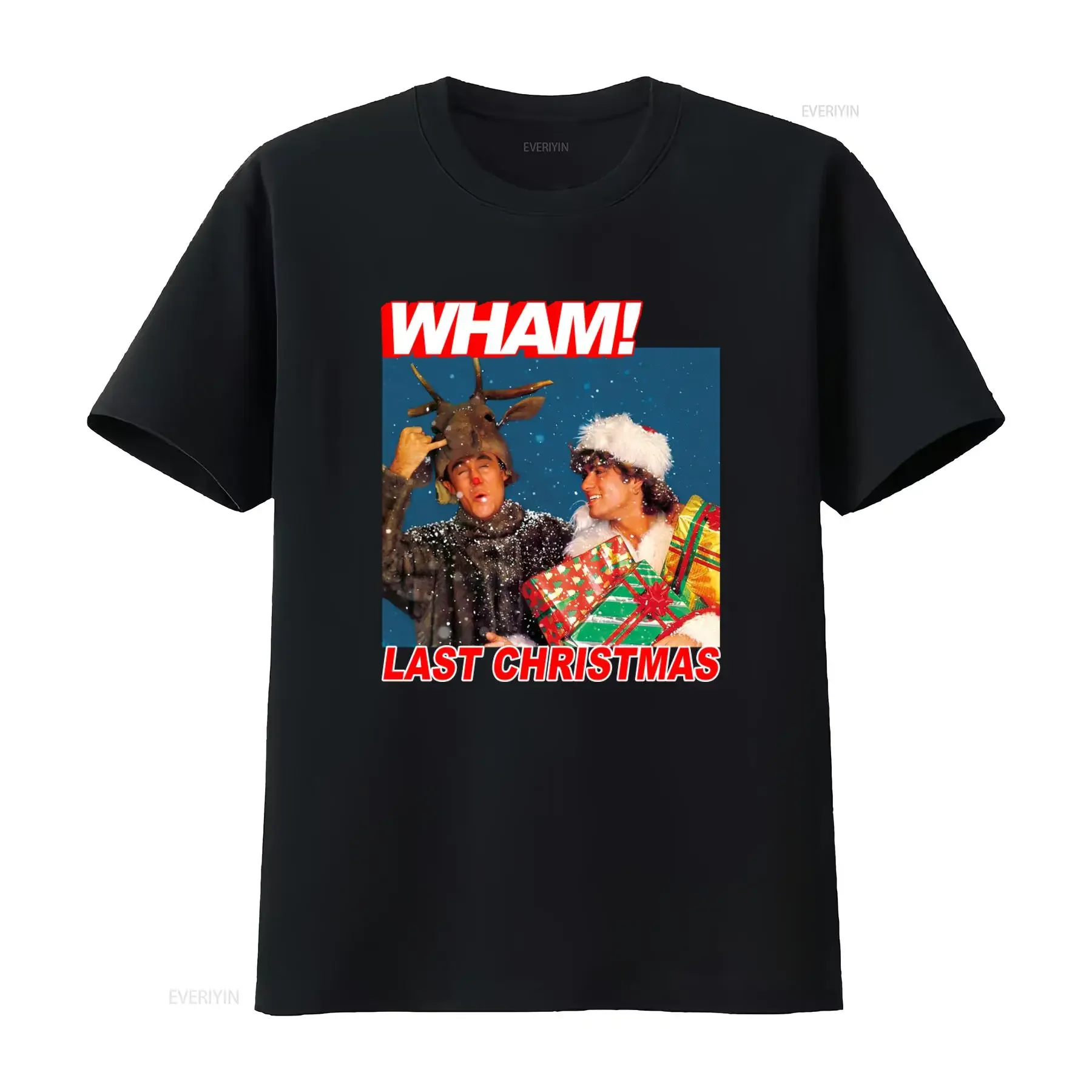 Women's Last Christmas Wham Festive T Shirt with Holiday Design and Elements vintage Washed homme Soft streetwear Breathable