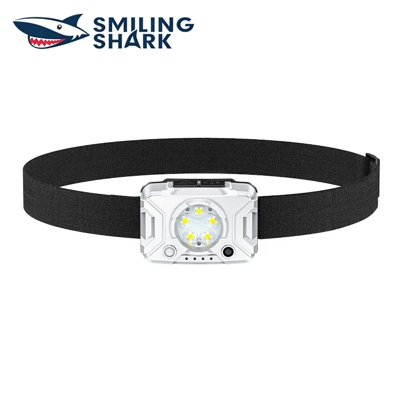 SMILING SHARK Rechargeable Headlamp 3‑Level Adjustable Brightness Portable Headlight for Fishing Outdoor Lighting TD‑0195