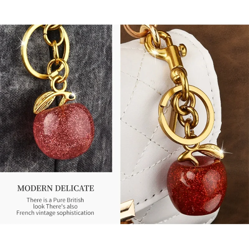 2025, modischer vergoldeter Apfel-Schlüsselanhänger, Anhänger, neuer Stil, Trend, Auto-Schlüsselanhänger, Damen und Herren, feiner Rucksack, Schmuck, Accessoires, Geschenke – Detail 6
