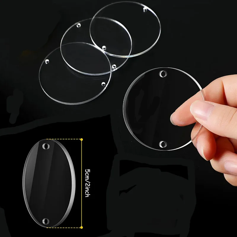 

50pcs Acrylic Round Circles Blank 2Inch Keychain Transparent Blank Ornaments With Two Holes For Vinyl Clear Disc DIY Craft