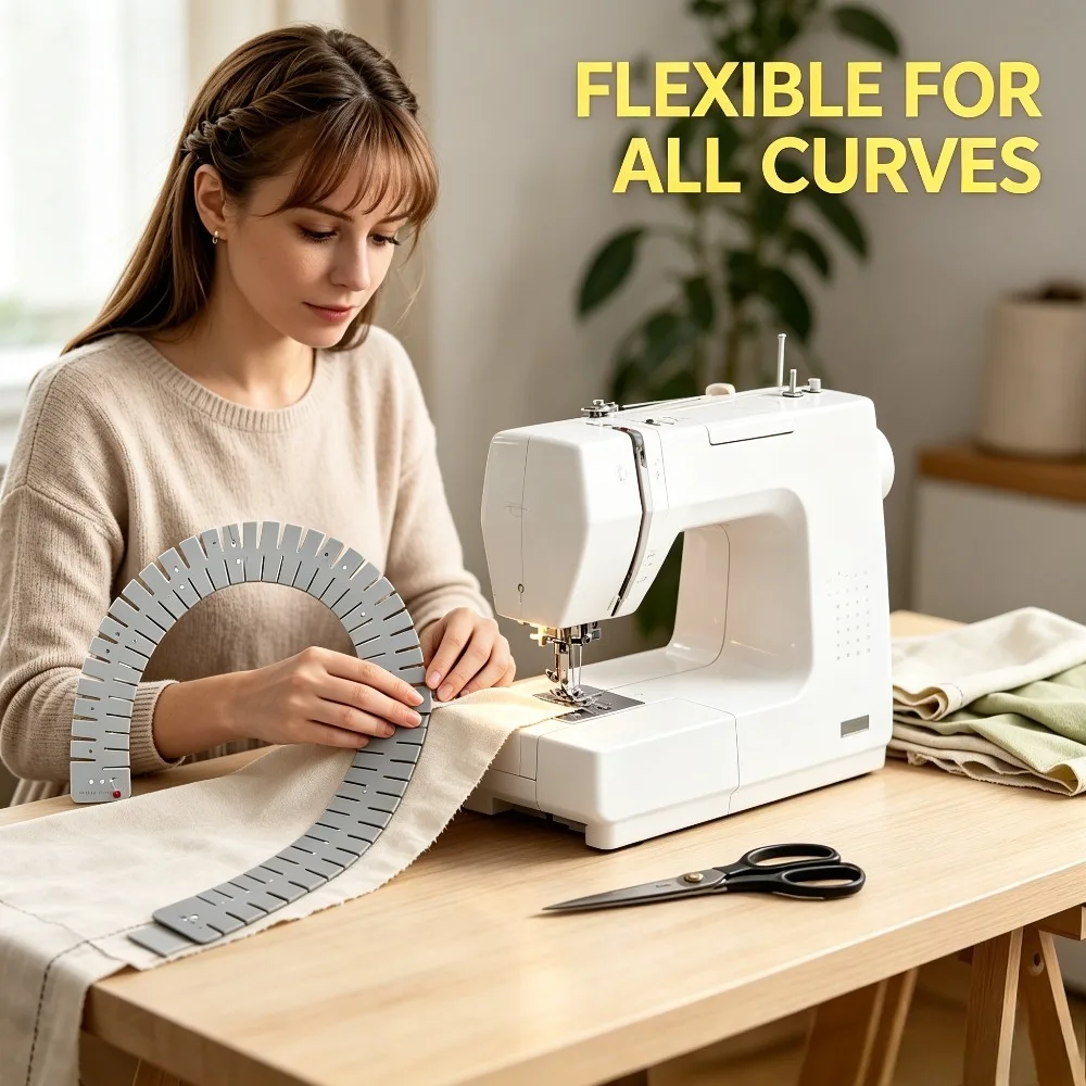 High Quality Flexible Hemmer Ruler Curved Fabric Positioning Marking Strip Multi Size Sewing Guide Tool For DIY Garment Clothing