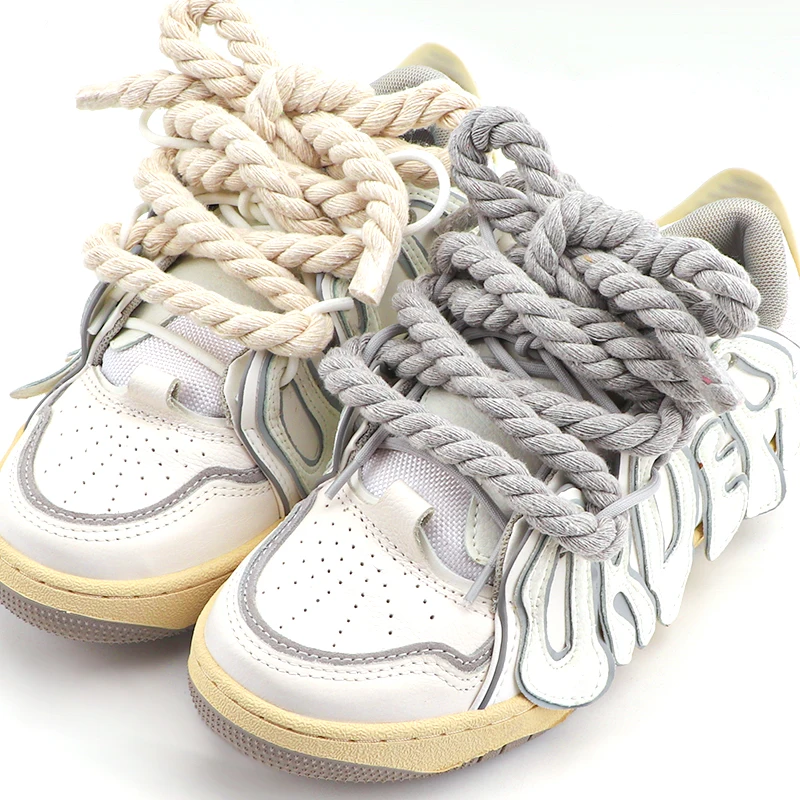 Fashion 10MM Widen Round Linen Shoelace for Sneakers Suitable Board Shoes Canvas AF1/AJ Rope Laces Sport  Shoestring Accessories