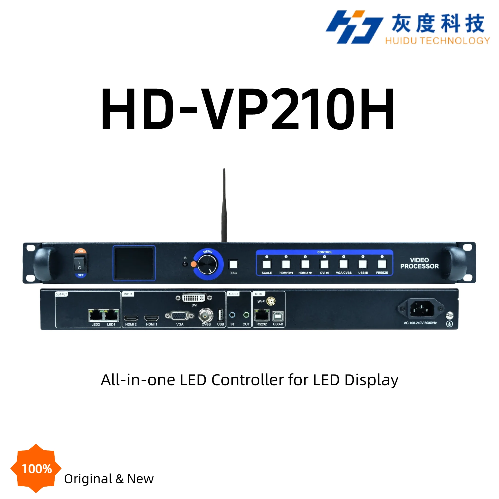 HUIDU HD-VP210H All-in-One LED Video Processor USB Playback 2 Gigabit Ethernet Ports LED Display Controller for LED Screen