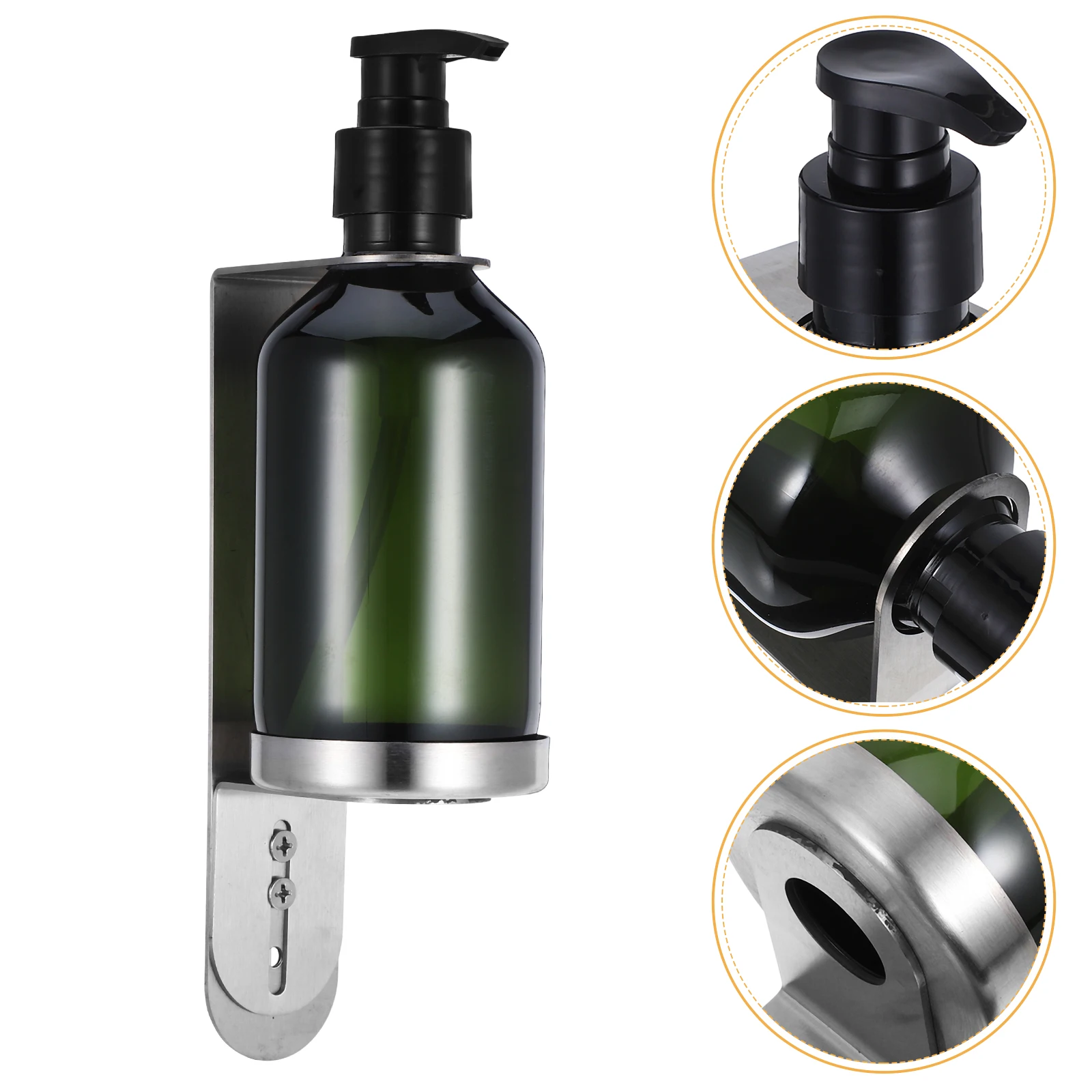 

Stainless Steel Wall Mounted Soap Dispenser 1 Set Space Saving Bathroom Kitchen Sink Large Capacity Refillable Bottle