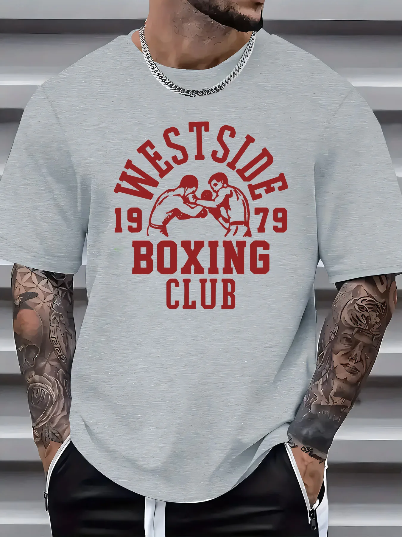 

Graphic Tee Men'S Casual T-Shirt with Boxing Design Round Neck Lightweight Breathable Casual Wear Boxingthemed Shirt